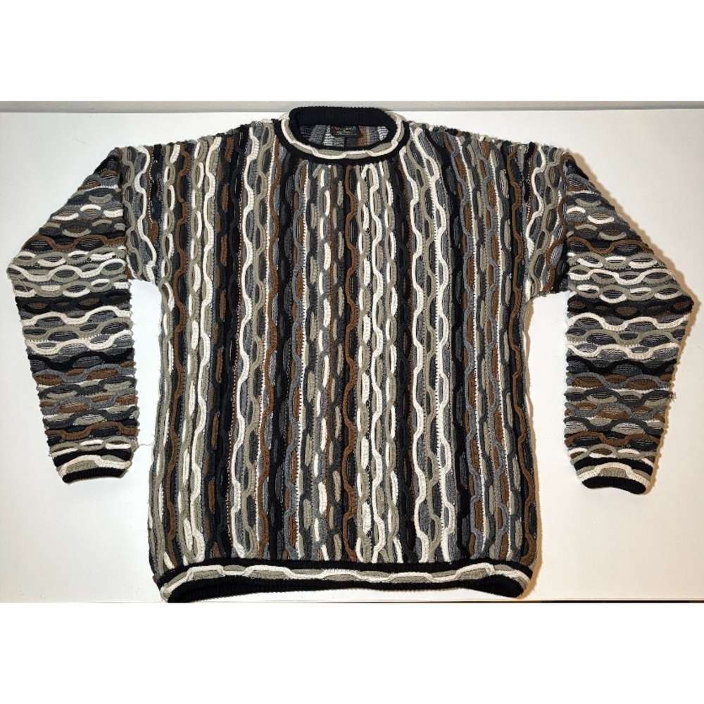 Vintage Bergati Men's Coogi Style Knit 3D Sweater | Large